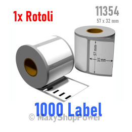 1X ROTOLO ETICHETTE BIANCO COMPATIBILE DYMO 11354 - 57 X 32 mm 1000 LABEL