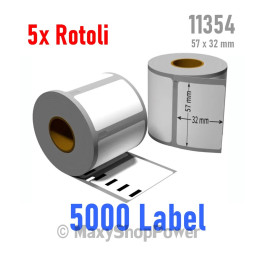 5 Rolls of White Labels Compatible with DYMO 11354 - 57×32 mm 5000 LABEL